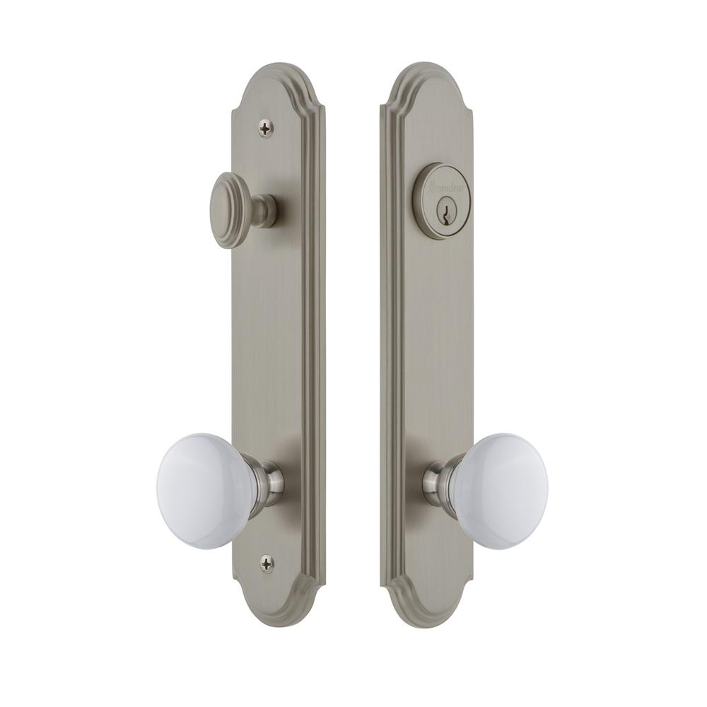 Grandeur by Nostalgic Warehouse ARCHYD Arc Tall Plate Complete Entry Set with Hyde Park Knob in Satin Nickel